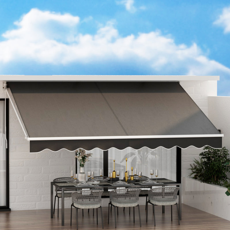 Instahut 4x2.5m Manual Retractable Arm Awning Grey