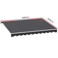 Instahut 4Mx3M Retractable Folding Arm Awning Manual Grey