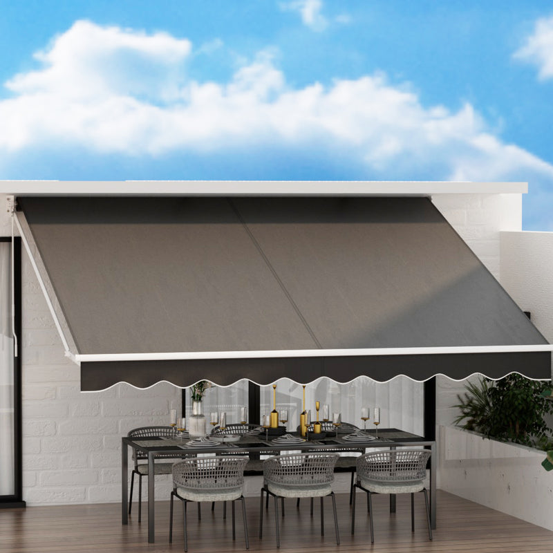 Instahut 4Mx3M Retractable Folding Arm Awning Manual Grey