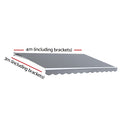 Instahut 4m x 3m Manual Retractable Awning Folding Arm Pearl Grey