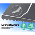 Instahut 4m x 3m Manual Retractable Awning Folding Arm Pearl Grey