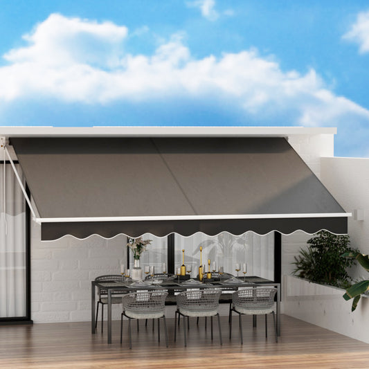 Instahut 4.5m x 2.5m Retractable Arm Awning Manual Grey Sunshade