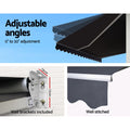 Instahut 5M Retractable Folding Arm Awning Manual Grey Sunshade