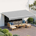 Instahut 5M x 3M Retractable Folding Arm Awning Manual Grey White