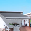 Instahut 3M Motorised Retractable Awning Grey Folding Arm Sunshade