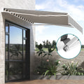 Instahut 3M Motorised Retractable Arm Awning Grey White Sunshade