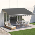 Instahut Retractable Folding Arm Awning Motorised Sunshade 3.5M X 3M Grey