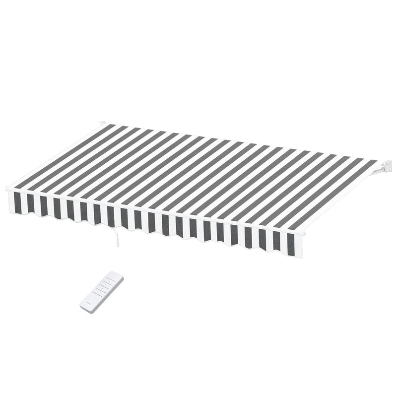 Instahut Retractable Folding Arm Awning Motorised Sunshade 4.5Mx3M Grey White