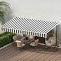 Instahut Retractable Folding Arm Awning Motorised Sunshade 4.5Mx3M Grey White
