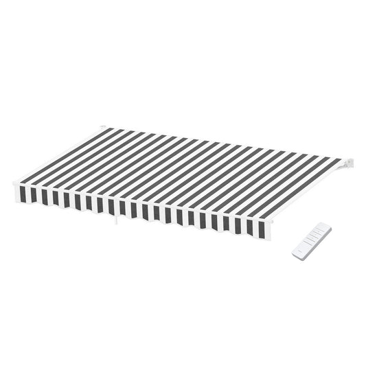 Instahut 5M Motorised Retractable Awning Grey White Folding Arm