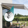 Instahut 5M Motorised Retractable Awning Grey White Folding Arm