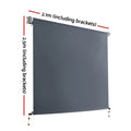 Instahut 2.1x2.5m Outdoor Blinds Roll Down Awning Grey