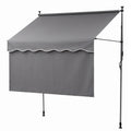 Instahut 2.1M x 1.8M Manual Pivot Arm Awning With Front Curtain Grey