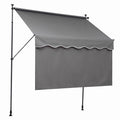 Instahut 2.1M x 1.8M Manual Pivot Arm Awning With Front Curtain Grey