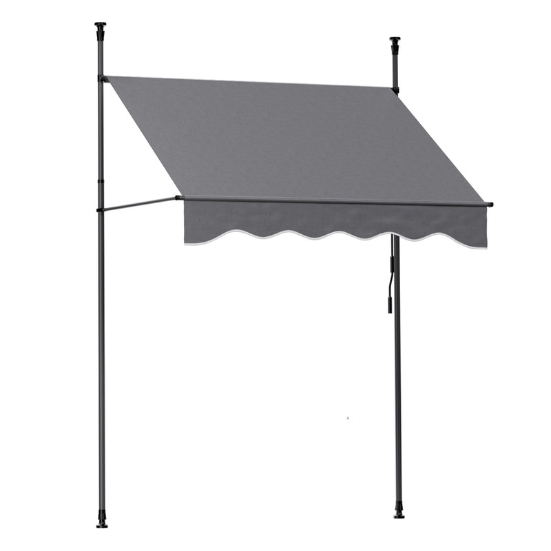 Instahut Fixed Pivot Arm Awning 2X1.8M Grey Door Canopy
