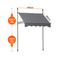Instahut Fixed Pivot Arm Awning 2X1.8M Grey Door Canopy