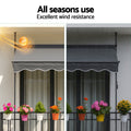 Instahut Fixed Pivot Arm Awning 2X1.8M Grey Door Canopy