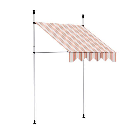 Instahut 2X1.8M Fixed Pivot Arm Awning Beige Brown Door Canopy