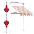 Instahut 2X1.8M Fixed Pivot Arm Awning Beige Brown Door Canopy