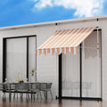 Instahut 2X1.8M Fixed Pivot Arm Awning Beige Brown Door Canopy
