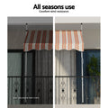 Instahut 2X1.8M Fixed Pivot Arm Awning Beige Brown Door Canopy