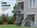 Instahut Retractable Window Awning 2.1x2.1m Grey Outdoor Blind