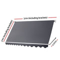 Instahut Retractable Awning 3.1x2.1m Pivot Arm Window Blind