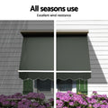 Instahut Motorised Pivot Arm Awning Window Sun Shade 1.5 X 2.1M Grey