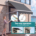 Instahut Motorised Pivot Arm Awning Window Sun Shade 1.8 X 2.1M Grey