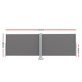 Instahut Side Awning 1.8X6M Grey Retractable Privacy Screen