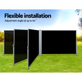 Instahut Side Awning 2x6m Retractable Sun Shade Outdoor Black