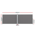 Instahut Side Awning 2X6M Grey Retractable Privacy Screen Shade