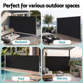 Instahut 1.4X3M Side Awning Retractable Privacy Screen Outdoor Sun Shade Black