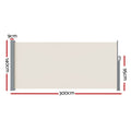 Instahut Side Awning 1.4X3M Retractable Cream Outdoor Sun Shade