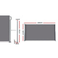 Instahut Side Awning 1.4x3M Grey Retractable Sun Shade Screen