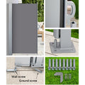 Instahut Side Awning 1.4x3M Grey Retractable Sun Shade Screen