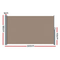 Instahut Side Awning 1.8X3M Brown Retractable Sun Shade Screen