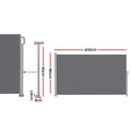 Instahut 1.8X4M Side Awning Retractable Privacy Screen Outdoor Sun Shade Grey