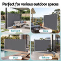 Instahut 1.8X4M Side Awning Retractable Privacy Screen Outdoor Sun Shade Grey