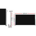 Instahut Side Awning 2X3M Black Retractable Privacy Screen
