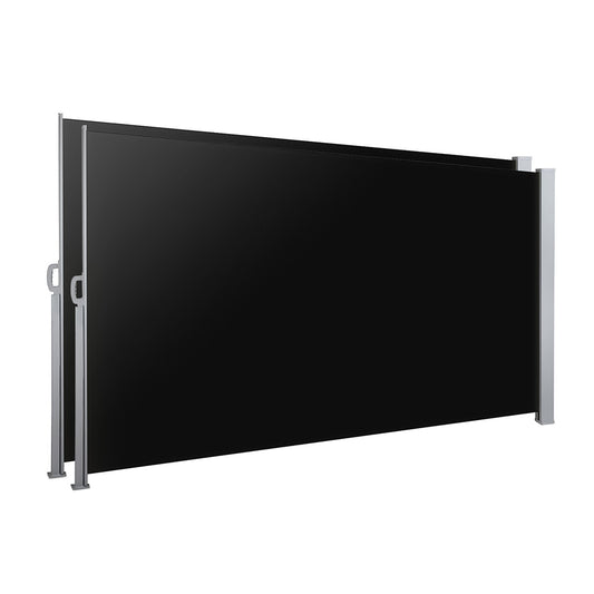 Instahut Side Awning 2X3M Black Retractable Sun Shade Privacy Screen X2