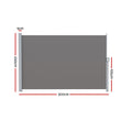 Instahut Side Awning 2x3m Grey Retractable Privacy Screen Sun Shade