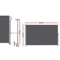 Instahut 2X3.5M Side Awning Retractable Privacy Screen Outdoor Sun Shade Grey