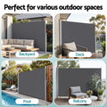 Instahut 2X3.5M Side Awning Retractable Privacy Screen Outdoor Sun Shade Grey