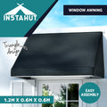 Instahut Window Door Awning 1.2x0.6m Black Polyester Steel
