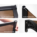 Instahut Window Door Awning 1m x 1m Brown