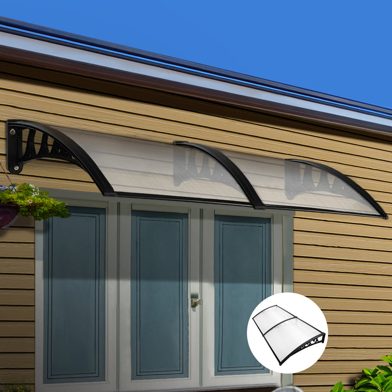 Instahut Window Door Awning 1m x 2.4m Transparent