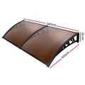 Instahut Window Door Awning 1m x 2.4m Brown Hollow Sheet