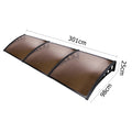 Instahut Window Door Awning 1m x 3m Brown