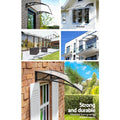 Instahut Window Awning 1m x 4m Transparent Door Canopy Black Frame